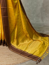 Yellow and Brown Gajji silk saree -PIH25H