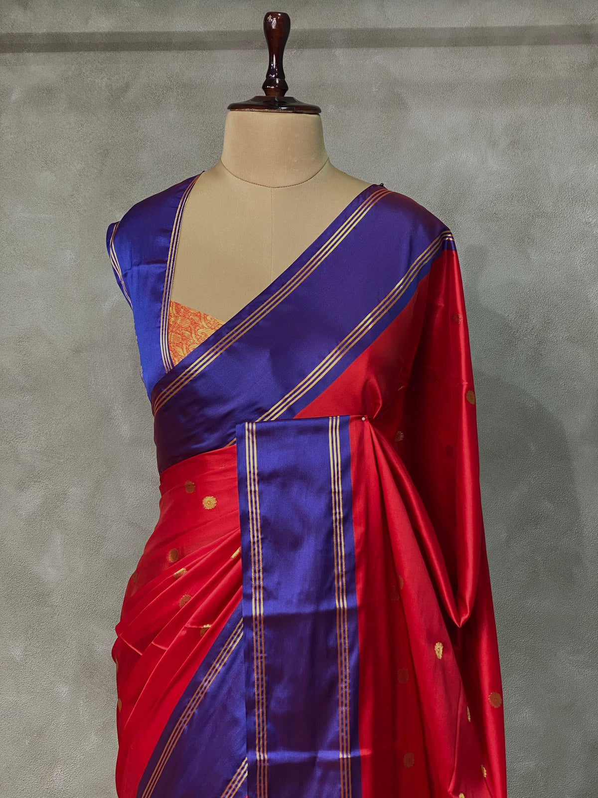 Red and Blue Gajji silk saree -PIH25I