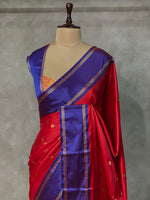 Red and Blue Gajji silk saree -PIH25I