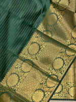 Bottle Green Semi Banarasi saree - LZ9