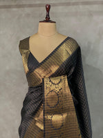 Black Semi Banarasi saree - LZ9A