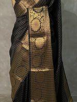Black Semi Banarasi saree - LZ9A