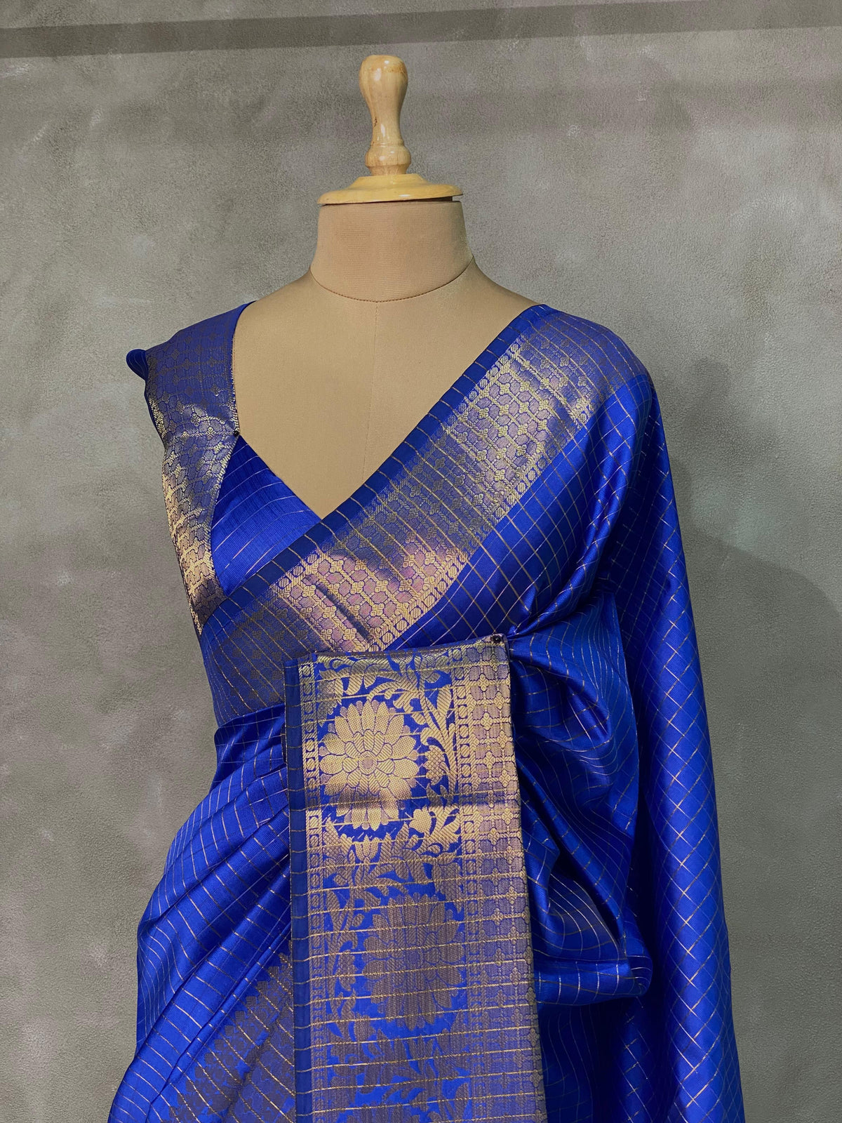 Blue Semi Banarasi saree - LZ9D