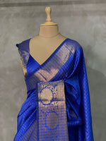 Blue Semi Banarasi saree - LZ9D