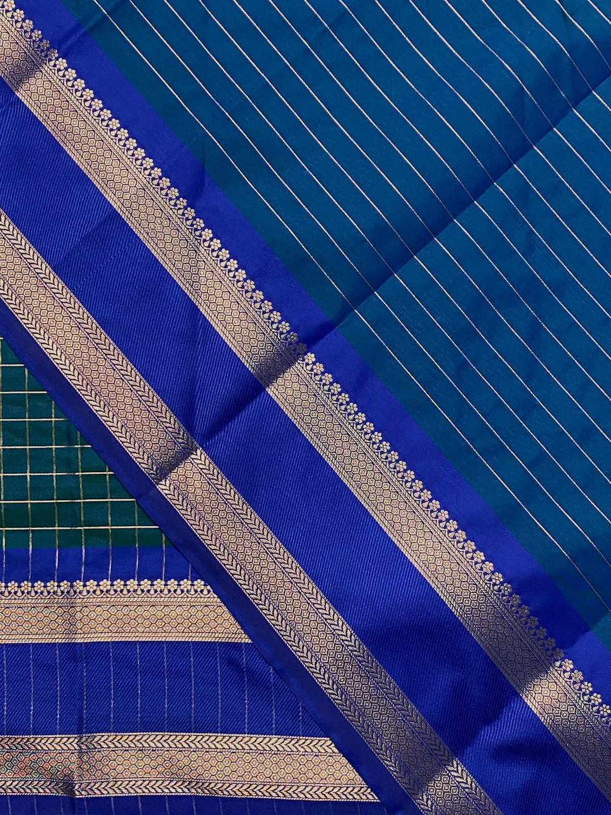Peacock blue and Royal Blue semi Banarasi silk saree -MPS35