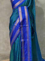 Peacock blue and Royal Blue semi Banarasi silk saree -MPS35