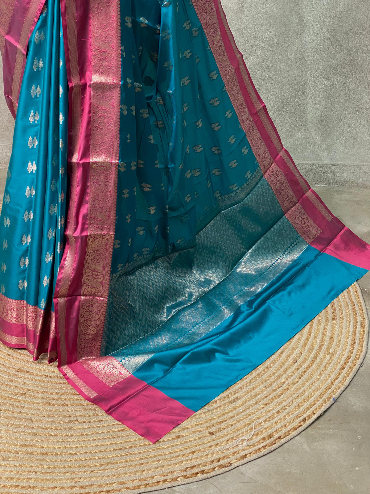 Blue and Magenta Gajji silk saree -PIH26