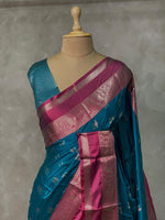 Blue and Magenta Gajji silk saree -PIH26