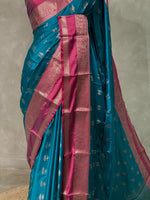 Blue and Magenta Gajji silk saree -PIH26