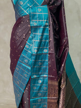 Black and Aqua Blue Gajji silk saree -PIH28
