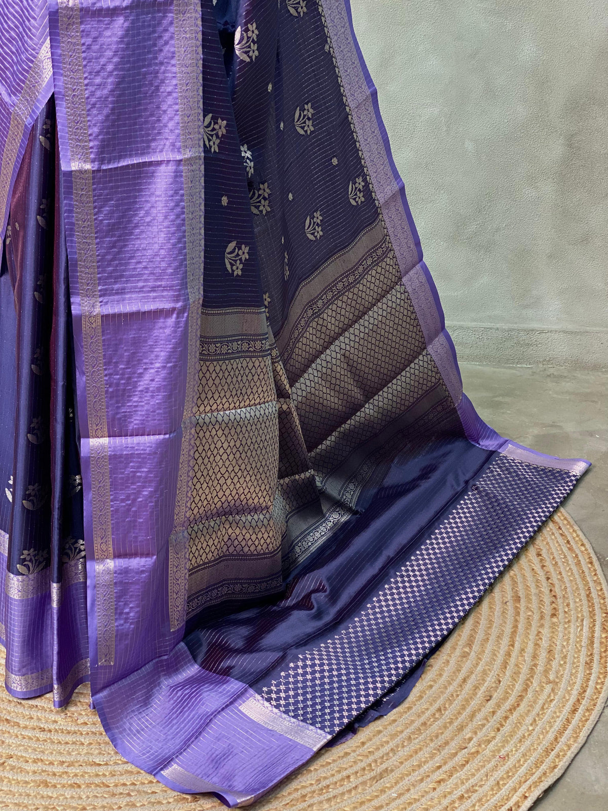 Bluish Violet and Lavendersilk saree -PIH30