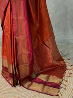 Rust Orange and Deep Maroon silk saree -BSP21
