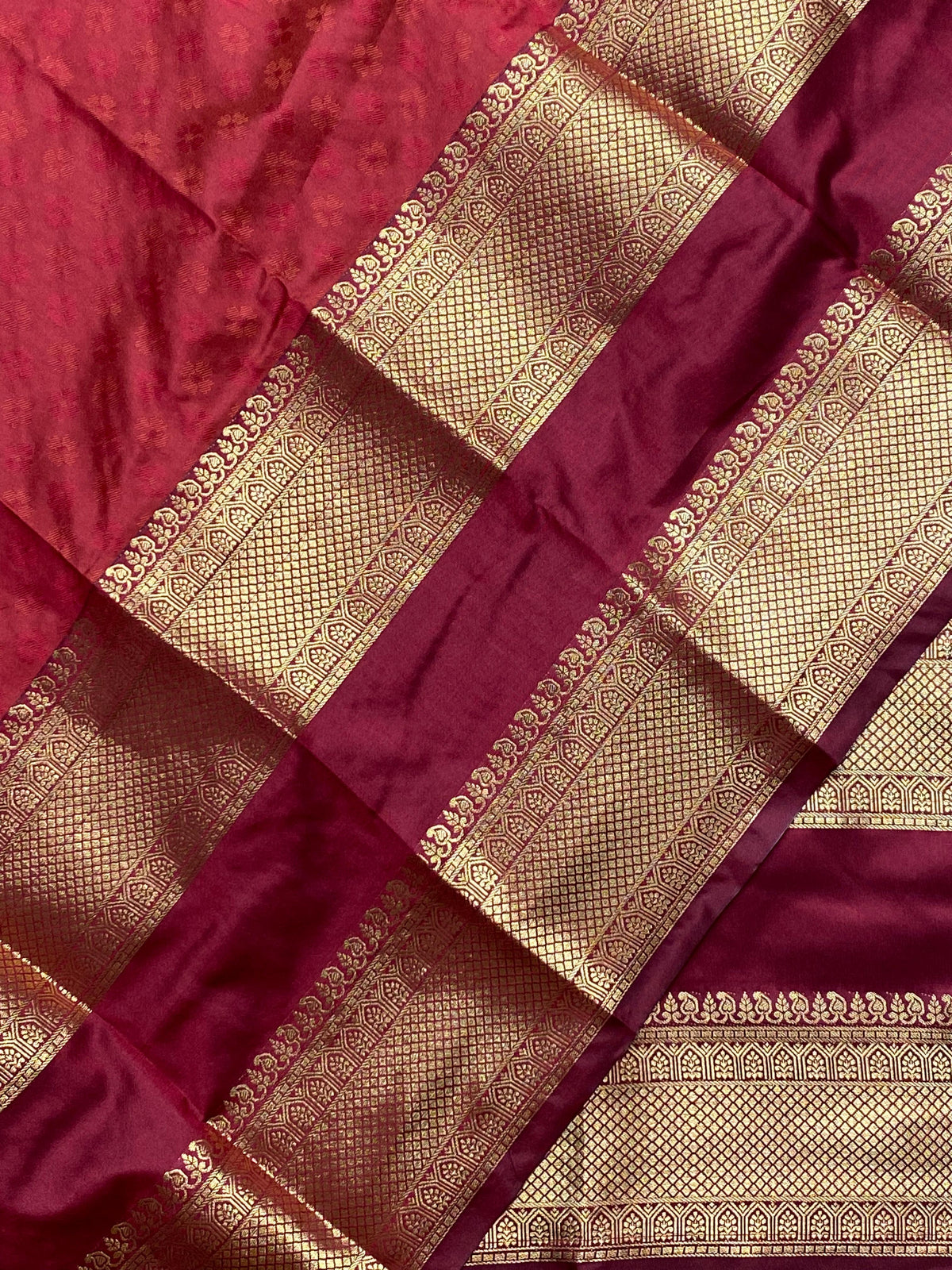 Rust Orange and Deep Maroon silk saree -BSP21