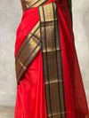Red and Black Banarasi silk saree -PRKK44