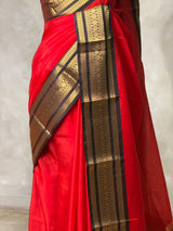 Red and Black Banarasi silk saree -PRKK44