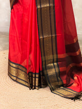 Red and Black Banarasi silk saree -PRKK44