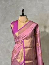 Onion pink and Magenta semi kanchipuram soft silk saree - PSSN199N