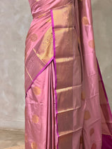 Onion pink and Magenta semi kanchipuram soft silk saree - PSSN199N