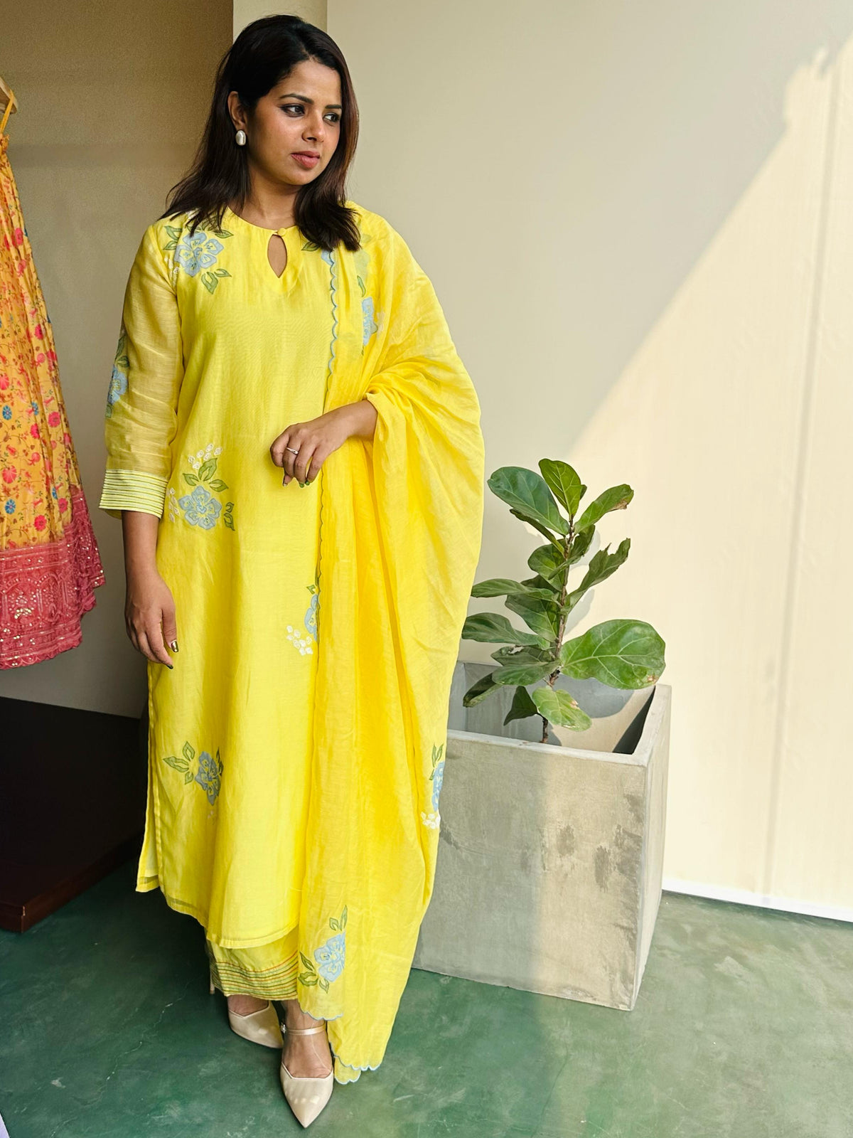 Yellow Chanderi set - SNL19