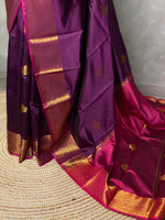 Wine and purple semi kanchipuram soft silk saree - PSSN1