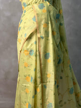 Green Chanderi silk cotton Jamdani woven saree- PBRJ36