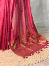 Maroon Chanderi silk cotton Jamdani woven saree- PBRJ12