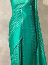 Teal Green semi tusser silk saree - PBRSS2