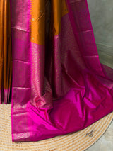 Copper rust and Magenta Silk saree - PBRZU3E