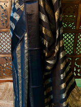 Black Banarasi Crape silk saree - PBRHC5