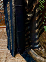 Black Banarasi Crape silk saree - PBRHC5