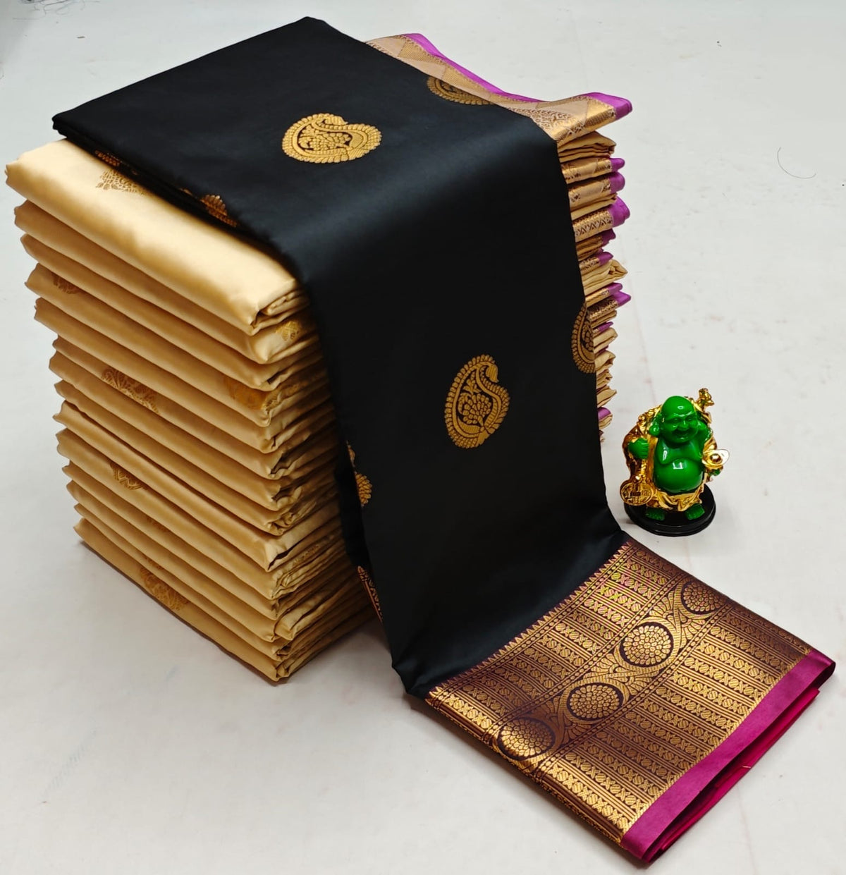 Black and purple semi Kanchipuram Soft Silk saree - PSSON48B