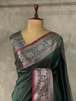 Deep Green katan Banarasi silk saree- PIH38