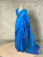 Blue cotton silk saree- PL14