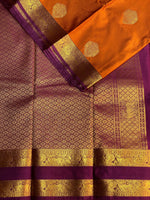 Mustard Yellow and Purple kanchipuram silk saree- PSSR204
