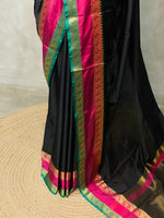 Black semi Banarasi silk saree -PIH43A