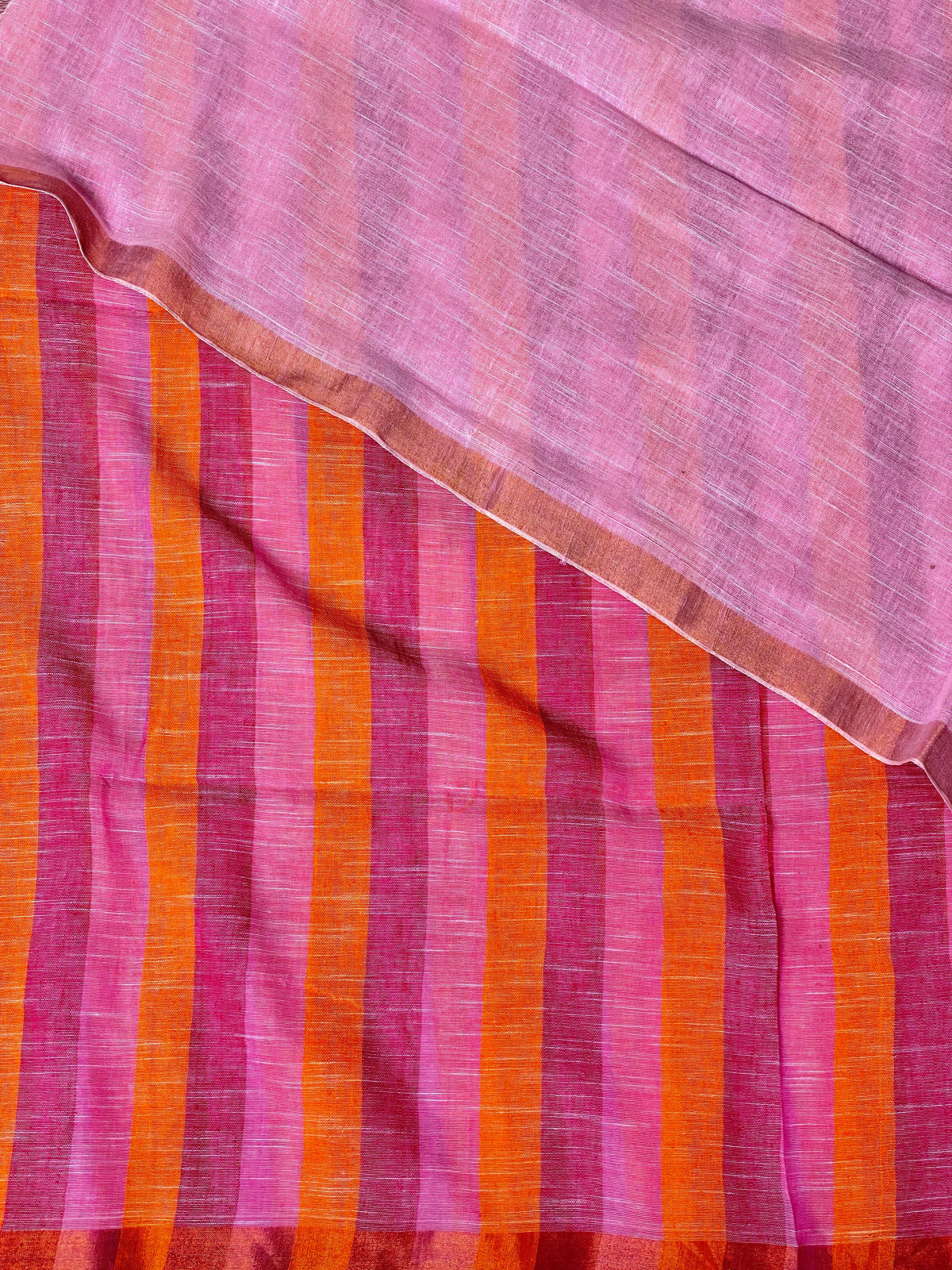 Pink linen saree- PL20