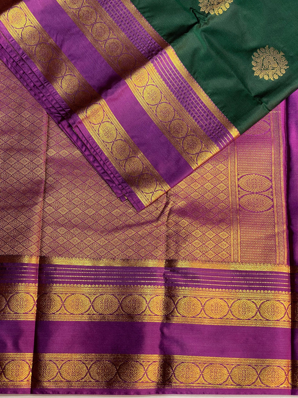 Dark Green and Purple kanchipuram silk saree- PSSR203