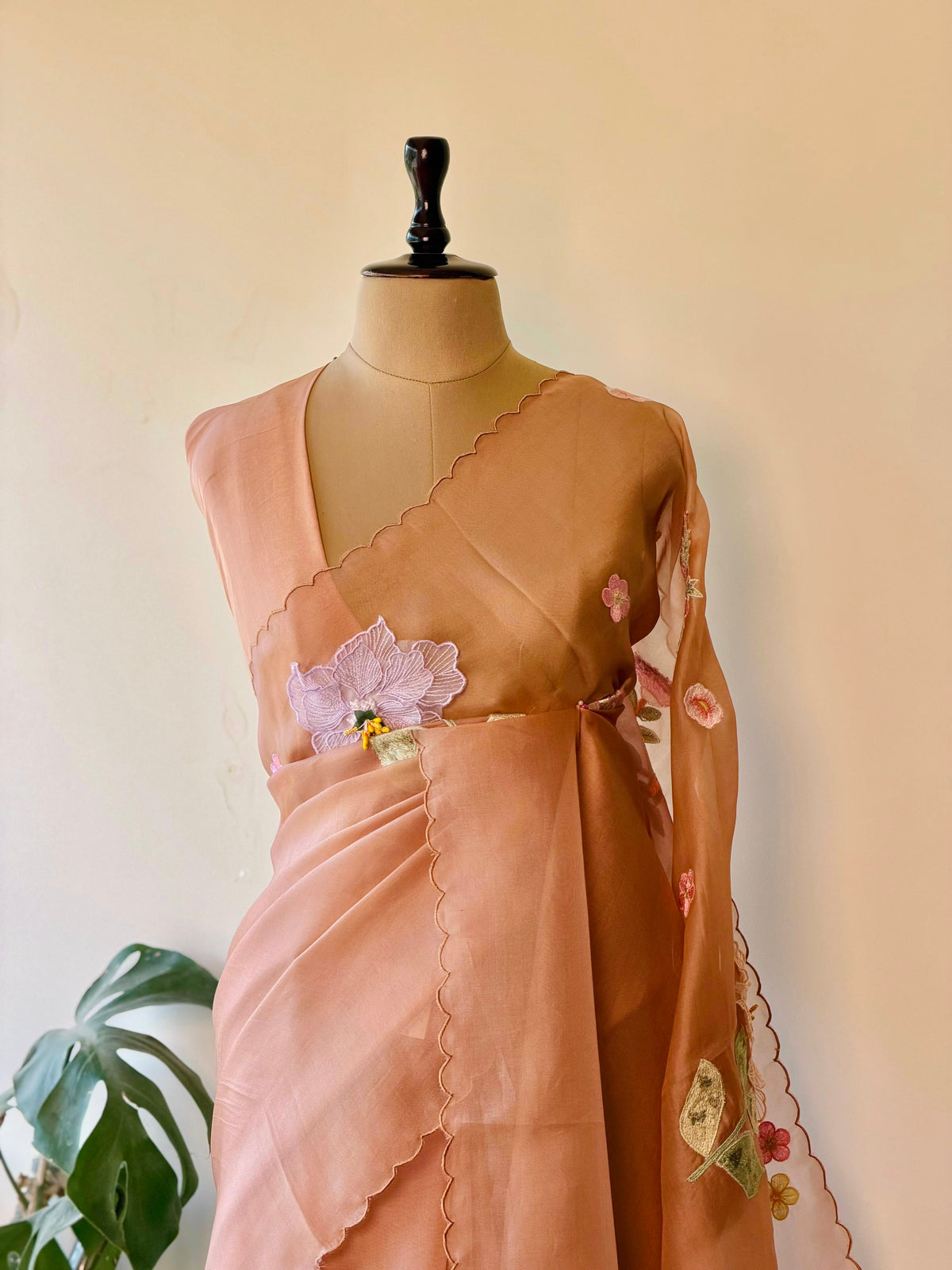 Earthy Peach Pure Organza sareesaree -PBR11A