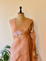 Earthy Peach Pure Organza sareesaree -PBR11A