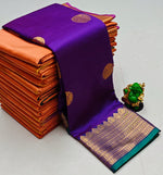 Violet and green semi Kanchipuram Soft Silk saree - PSSNV