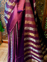 Deep wine Banarasi Crape silk saree - PBRHC4