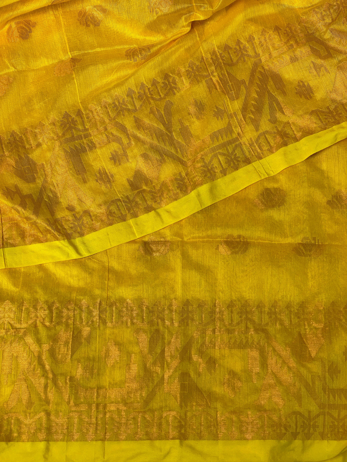 Yellow cotton silk saree- PL17
