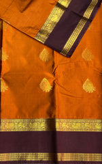 Mustard Yellow and purple kanchipuram silk saree- PSSR206