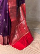 Dark wine and Red Silk saree - PBRZU7B
