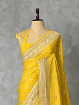 Yellow Banarasi Georgette Saree - PBRH2DN