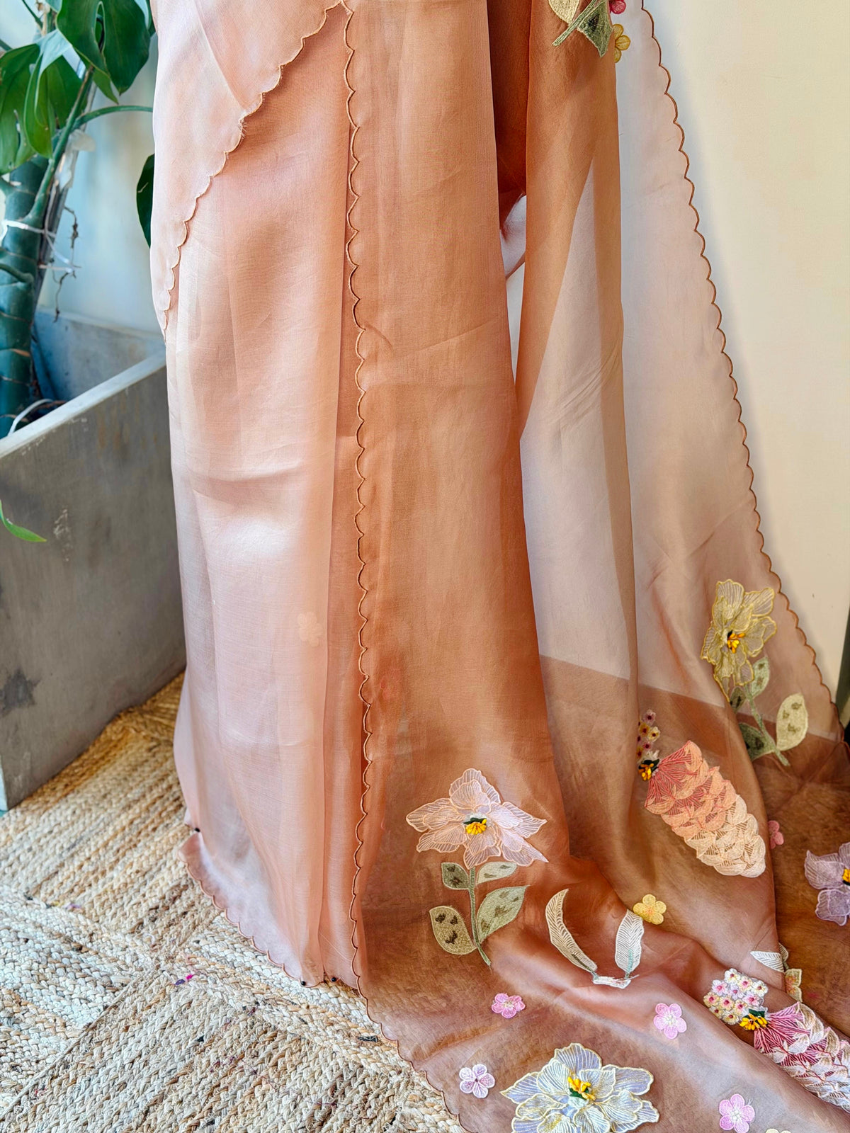 Earthy Peach Pure Organza sareesaree -PBR11A