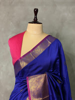 Royal blue and purple semi kanchipuram soft silk saree - PSSN4