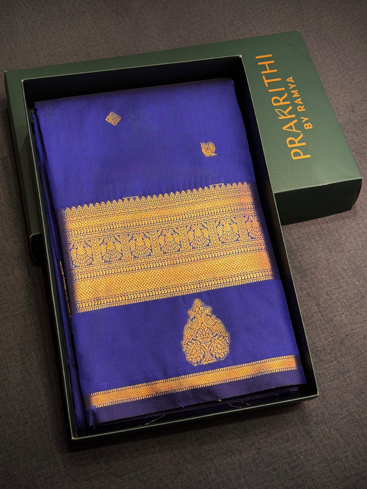 Royal blue Semi kanchipuram silk saree- PSSRN7