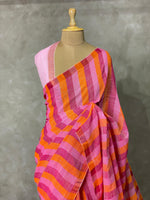 Pink linen saree- PL20