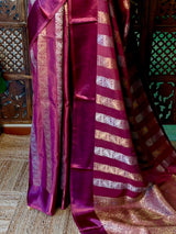 wine Banarasi Crape silk saree - PBRHC6